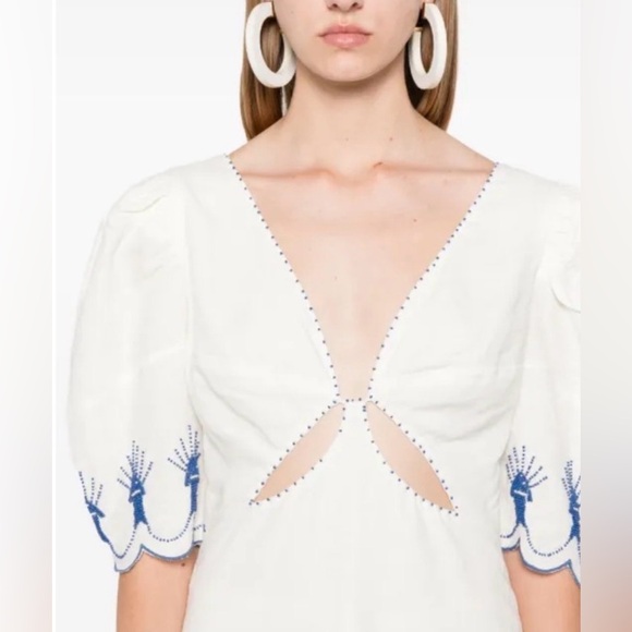 NWOT Farm Rio Sea of Fish Maxi - Beaded White Dress - Picture 4 of 5